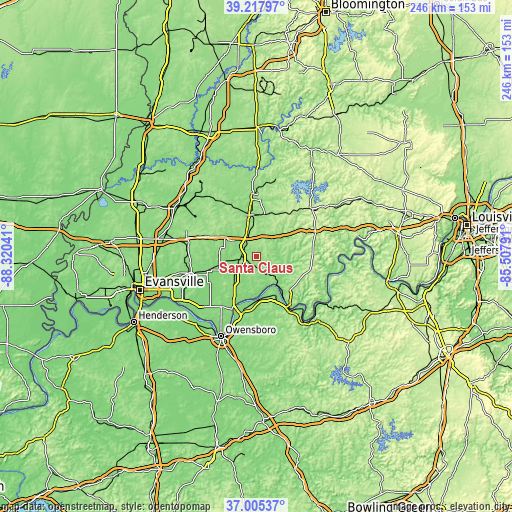 Topographic map of Santa Claus