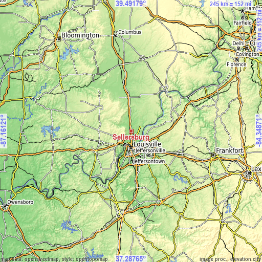Topographic map of Sellersburg