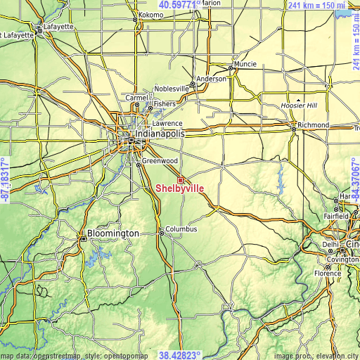 Topographic map of Shelbyville