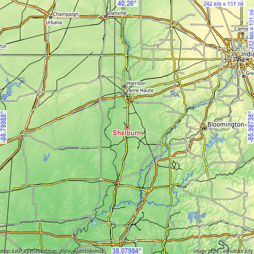 Topographic map of Shelburn