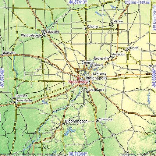 Topographic map of Speedway