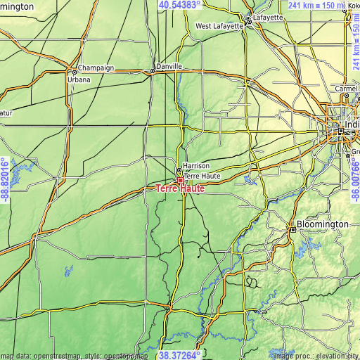 Topographic map of Terre Haute