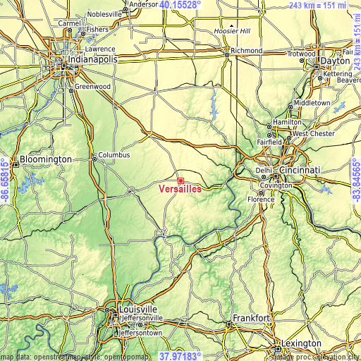 Topographic map of Versailles