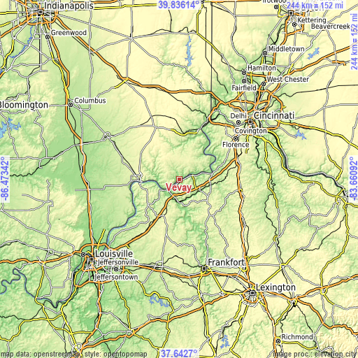 Topographic map of Vevay