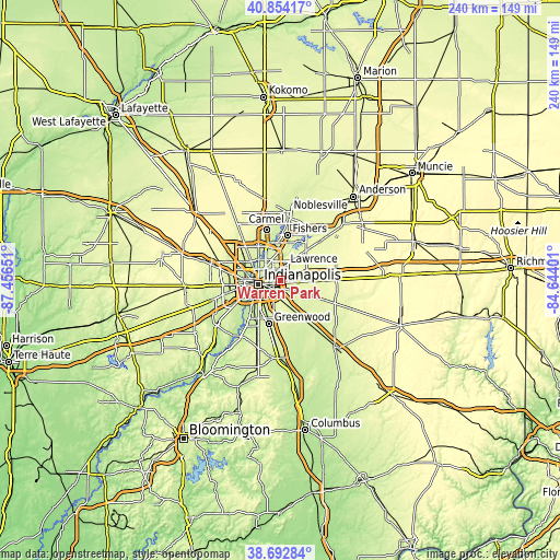 Topographic map of Warren Park