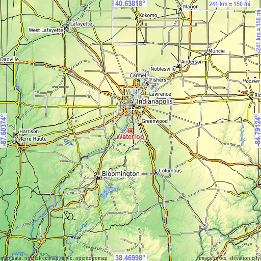 Topographic map of Waterloo