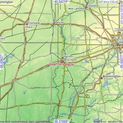 Topographic map of West Terre Haute