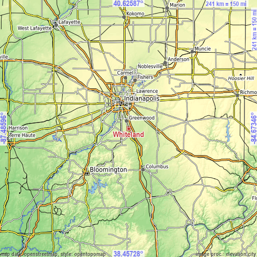 Topographic map of Whiteland