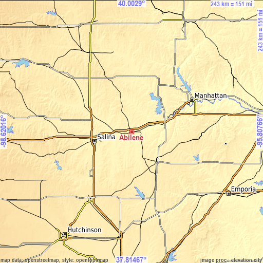 Topographic map of Abilene