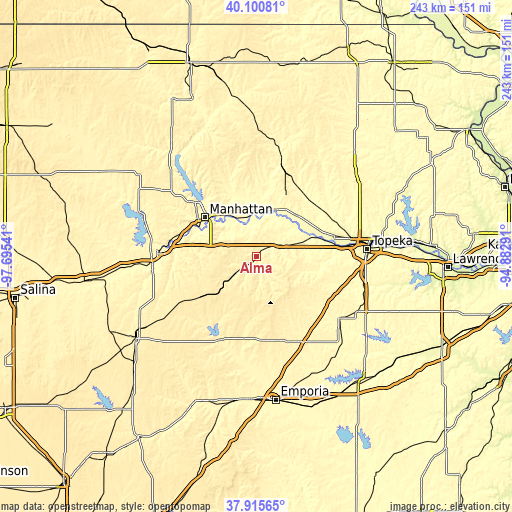 Topographic map of Alma