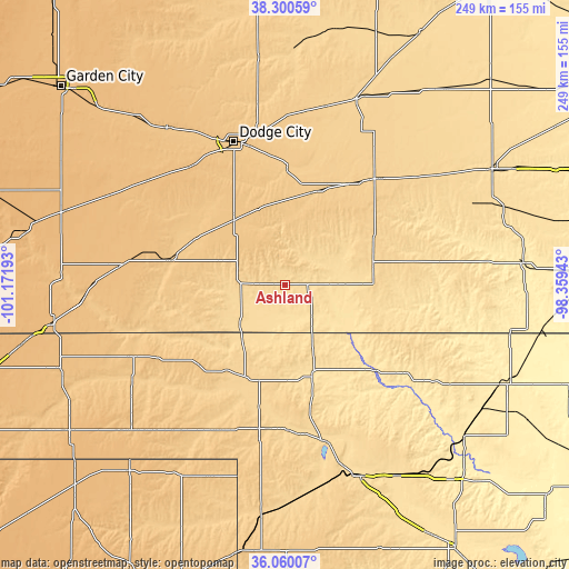 Topographic map of Ashland