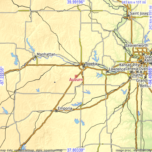 Topographic map of Auburn