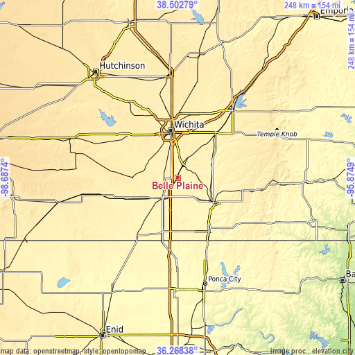 Topographic map of Belle Plaine