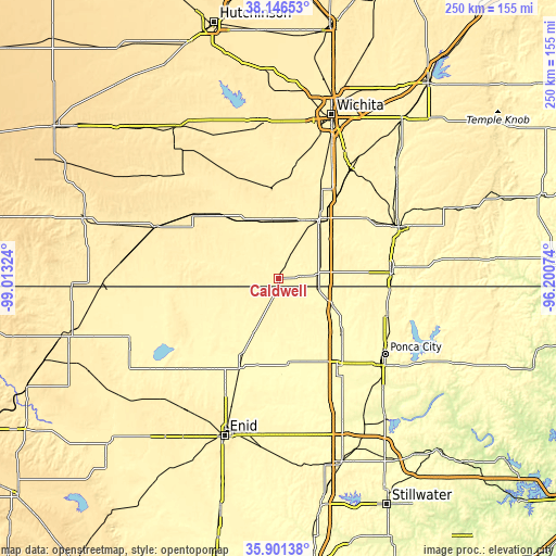 Topographic map of Caldwell