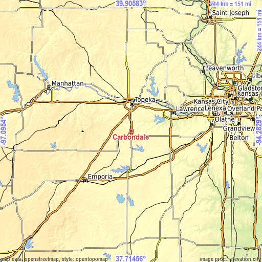 Topographic map of Carbondale