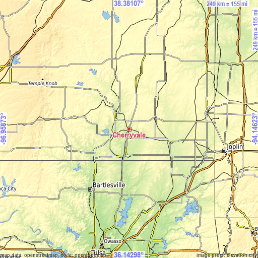 Topographic map of Cherryvale