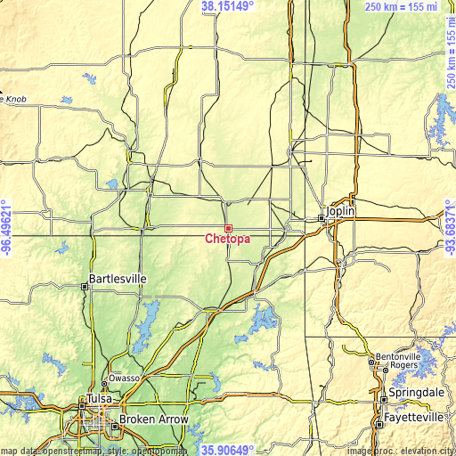 Topographic map of Chetopa