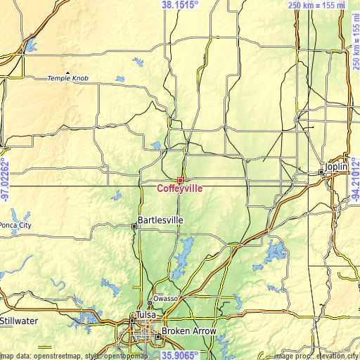 Topographic map of Coffeyville