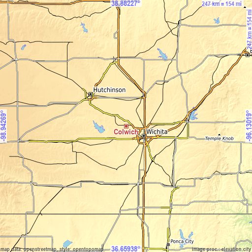 Topographic map of Colwich