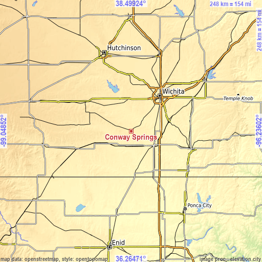 Topographic map of Conway Springs