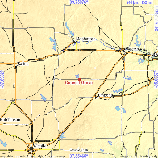 Topographic map of Council Grove