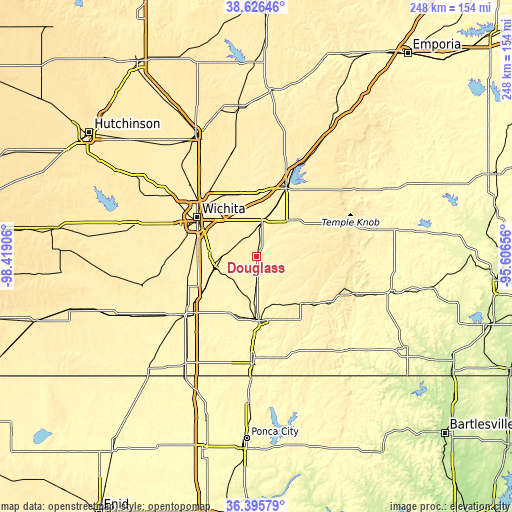 Topographic map of Douglass