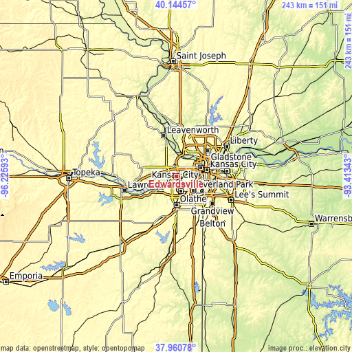 Topographic map of Edwardsville