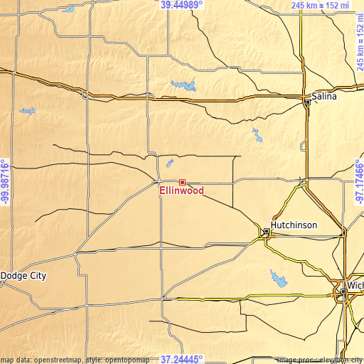 Topographic map of Ellinwood