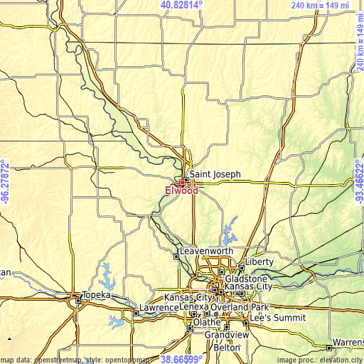 Topographic map of Elwood