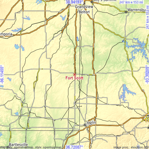 Topographic map of Fort Scott