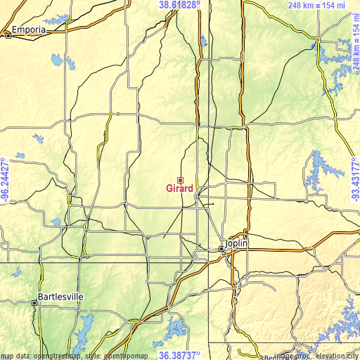 Topographic map of Girard