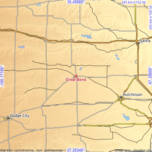 Topographic map of Great Bend