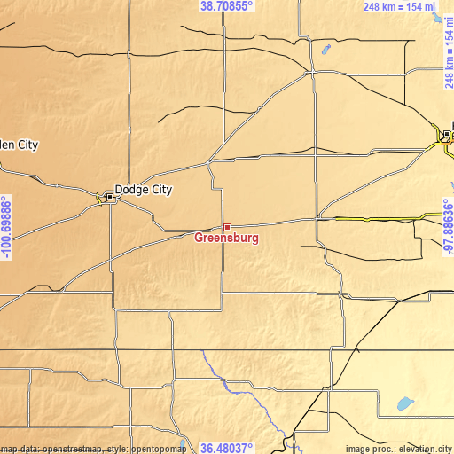 Topographic map of Greensburg