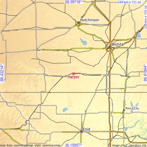 Topographic map of Harper