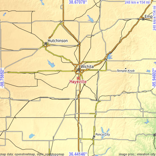 Topographic map of Haysville