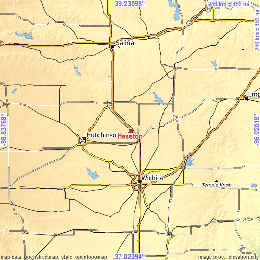 Topographic map of Hesston