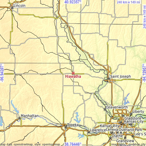 Topographic map of Hiawatha