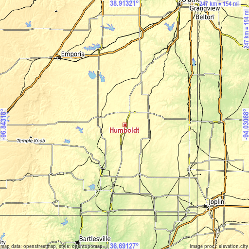 Topographic map of Humboldt