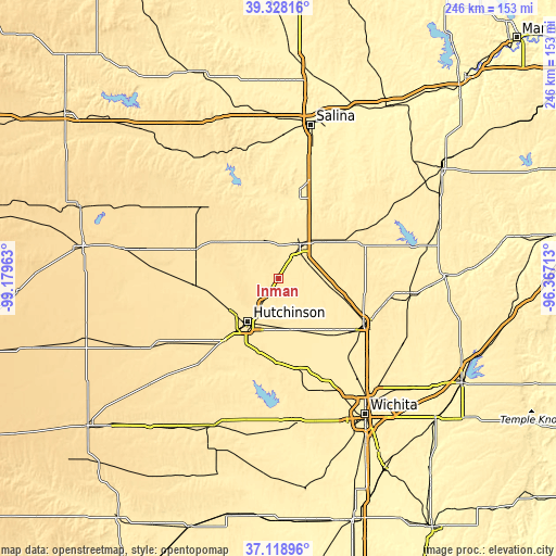 Topographic map of Inman