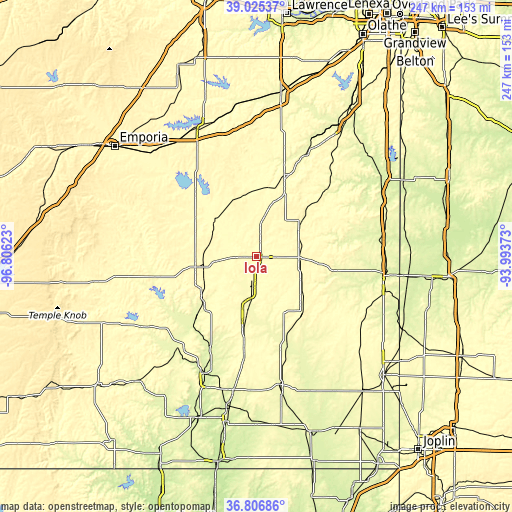 Topographic map of Iola