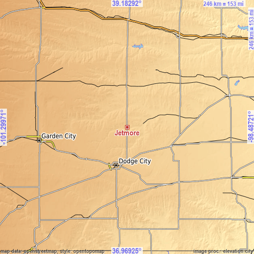 Topographic map of Jetmore