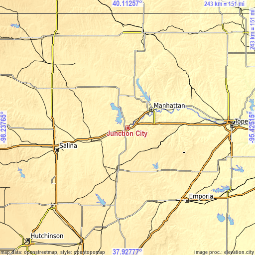 Topographic map of Junction City