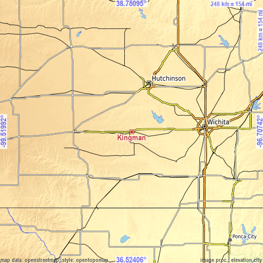 Topographic map of Kingman