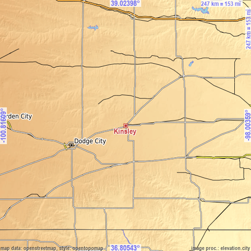 Topographic map of Kinsley