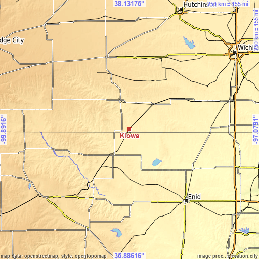 Topographic map of Kiowa