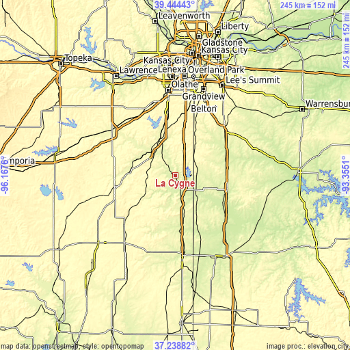 Topographic map of La Cygne