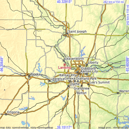 Topographic map of Lansing