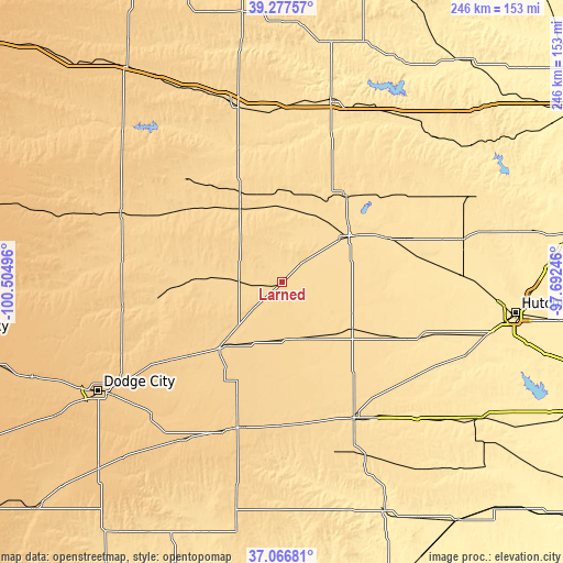 Topographic map of Larned