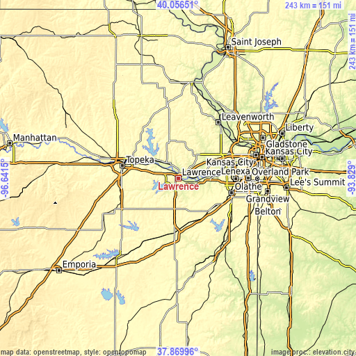 Topographic map of Lawrence