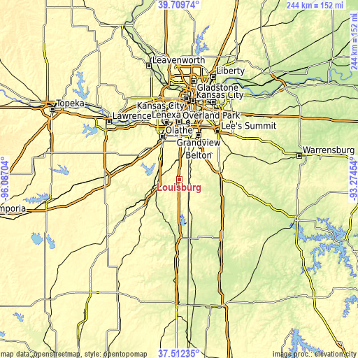 Topographic map of Louisburg